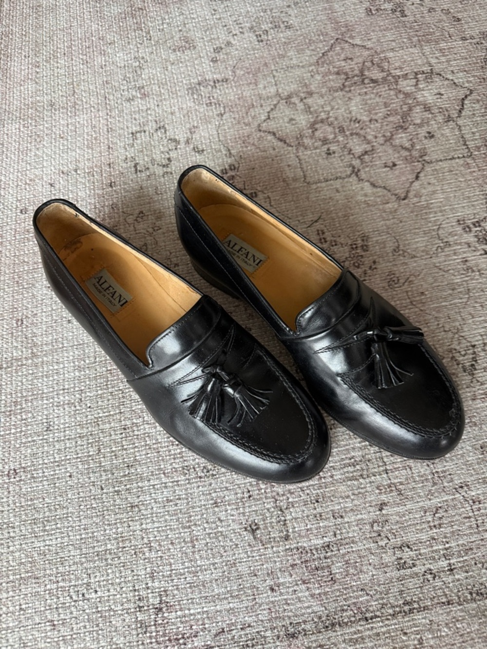 Alfani Black Leather Tassel Penny Loafers